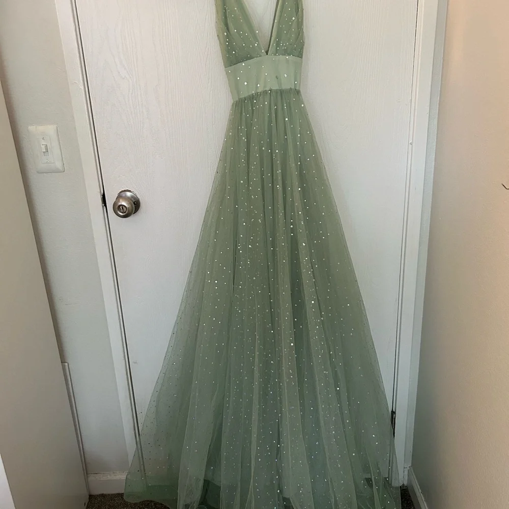 Green Gown/ Prom Dress with Sparkle Details - Picture 1 of 4
